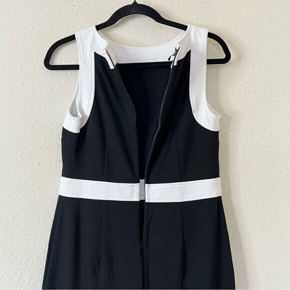 Talbots Ponte Knit Sleeveless Sheath Dress Black and White Size 6 - Picture 6 of 8